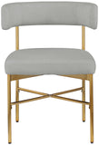 Rivage Dining Chair Set of 2 - Elegant Linen Upholstery with Brushed Gold Frame for Stylish Dining