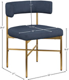 Rivage Dining Chair Set of 2 - Elegant Linen Upholstery with Brushed Gold Frame for Stylish Dining