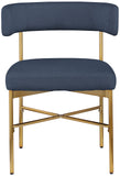 Rivage Dining Chair Set of 2 - Elegant Linen Upholstery with Brushed Gold Frame for Stylish Dining