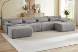 FLOVEX 141" 4-Seater Sofa with 2 Ottomans