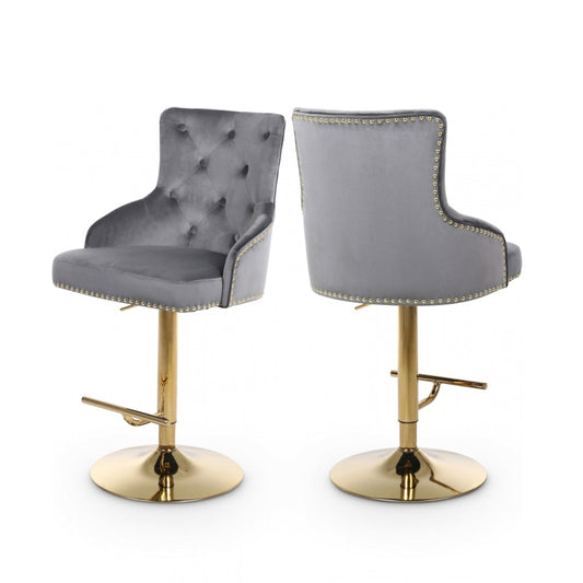 Claude Velvet Adjustable Bar | Counter Stool