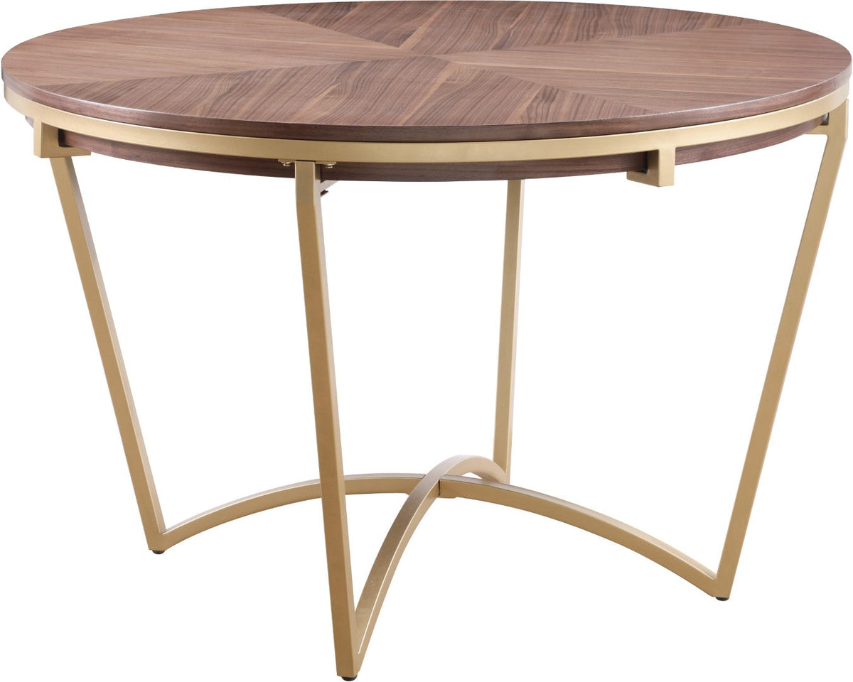 Eleanor Walnut Veneer Dining Table with Brushed Gold Base - Contemporary Design for Stylish Spaces