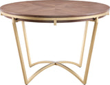 Eleanor Walnut Veneer Dining Table with Brushed Gold Base - Contemporary Design for Stylish Spaces