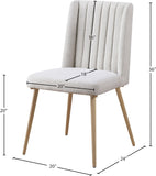 Eleanor Linen Textured Dining Chair Set - Elegant Wing-Back Design with Gold Legs for Modern Spaces