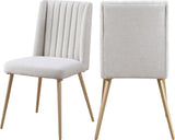 Eleanor Linen Textured Dining Chair Set - Elegant Wing-Back Design with Gold Legs for Modern Spaces
