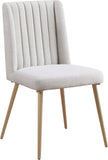 Eleanor Linen Textured Dining Chair Set - Elegant Wing-Back Design with Gold Legs for Modern Spaces