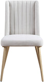 Eleanor Linen Textured Dining Chair Set - Elegant Wing-Back Design with Gold Legs for Modern Spaces