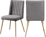 Eleanor Linen Textured Dining Chair Set - Elegant Wing-Back Design with Gold Legs for Modern Spaces