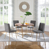 Eleanor Linen Textured Dining Chair Set - Elegant Wing-Back Design with Gold Legs for Modern Spaces