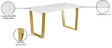 Cameron Gold Stainless Steel Dining Table with Marble Veneer Top - Contemporary Design Elegance