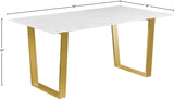 Cameron Gold Stainless Steel Dining Table with Marble Veneer Top - Contemporary Design Elegance