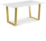 Cameron Gold Stainless Steel Dining Table with Marble Veneer Top - Contemporary Design Elegance