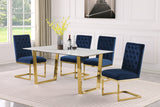 Cameron Gold Stainless Steel Dining Table with Marble Veneer Top - Contemporary Design Elegance