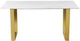Cameron Gold Stainless Steel Dining Table with Marble Veneer Top - Contemporary Design Elegance