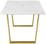 Cameron Gold Stainless Steel Dining Table with Marble Veneer Top - Contemporary Design Elegance