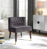 Perry Contemporary Dining Chair Set of 2 - Plush Comfort with Elegant Button Tufting & Gold Accents