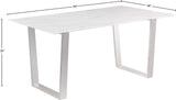 Carlton Modern White Dining Table with Chrome Stainless Steel Base – Elegant Stone Top for 6