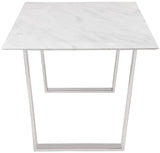 Carlton Modern White Dining Table with Chrome Stainless Steel Base – Elegant Stone Top for 6