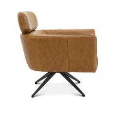 Camila Mid-Century Modern Tan Leather Lounge Chair