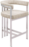 Marcello Counter Stool Set of 2 - Elegant Velvet Seating with Durable Chrome Frame for Modern Homes