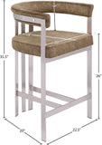 Marcello Counter Stool Set of 2 - Elegant Velvet Seating with Durable Chrome Frame for Modern Homes