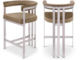 Marcello Counter Stool Set of 2 - Elegant Velvet Seating with Durable Chrome Frame for Modern Homes