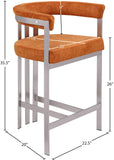 Marcello Counter Stool Set of 2 - Elegant Velvet Seating with Durable Chrome Frame for Modern Homes