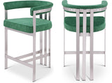 Marcello Counter Stool Set of 2 - Elegant Velvet Seating with Durable Chrome Frame for Modern Homes