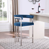 Marcello Counter Stool Set of 2 - Elegant Velvet Seating with Durable Chrome Frame for Modern Homes