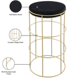 Rebar Velvet Counter Stool - Chic Black Velvet with Gold Finish for Modern Kitchen & Bar Decor