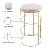 Rebar Velvet Counter Stool - Chic Black Velvet with Gold Finish for Modern Kitchen & Bar Decor