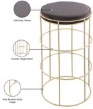 Rebar Velvet Counter Stool - Chic Black Velvet with Gold Finish for Modern Kitchen & Bar Decor