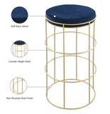 Rebar Velvet Counter Stool - Chic Black Velvet with Gold Finish for Modern Kitchen & Bar Decor
