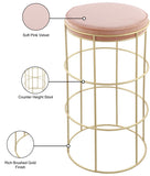 Rebar Velvet Counter Stool - Chic Black Velvet with Gold Finish for Modern Kitchen & Bar Decor