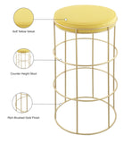 Rebar Velvet Counter Stool - Chic Black Velvet with Gold Finish for Modern Kitchen & Bar Decor