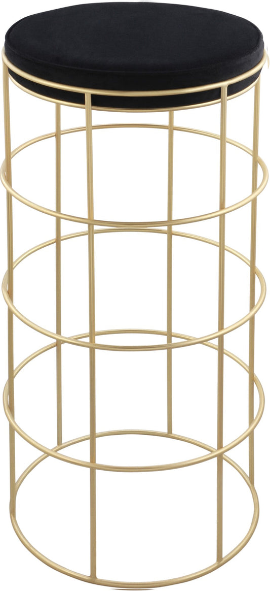 Rebar Contemporary Bar Stool with Luxurious Gold Finish and Plush Cushion for Stylish Dining Spaces