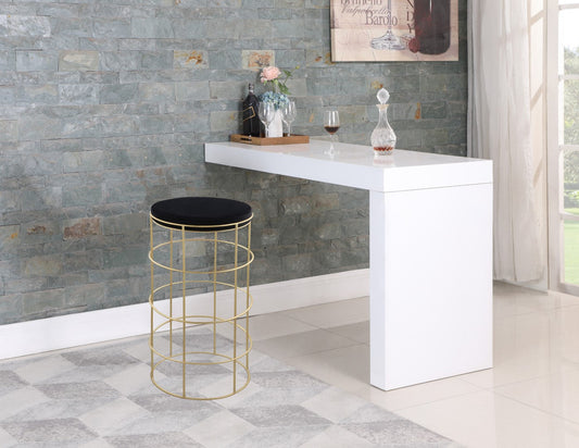 Rebar Contemporary Bar Stool with Luxurious Gold Finish and Plush Cushion for Stylish Dining Spaces
