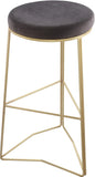 Tres Velvet Bar Stool - Elegant Black Upholstery with Brushed Gold Legs for Contemporary Style