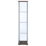 Bellatrix 4-shelf Clear Glass Curio Cabinet Cappuccino