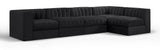 Rummi - Velvet Performance Fabric Upholstered 5 Piece Modular Sectional, L-Shaped (Right)
