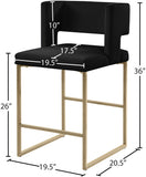 Caleb Contemporary Counter Stool Set of 2 – Luxurious Velvet Design with Stylish Square Backrest