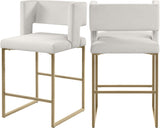 Caleb Contemporary Counter Stool Set of 2 – Luxurious Velvet Design with Stylish Square Backrest