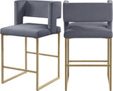 Caleb Contemporary Counter Stool Set of 2 – Luxurious Velvet Design with Stylish Square Backrest