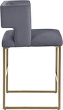 Caleb Contemporary Counter Stool Set of 2 – Luxurious Velvet Design with Stylish Square Backrest