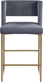 Caleb Contemporary Counter Stool Set of 2 – Luxurious Velvet Design with Stylish Square Backrest