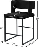 Caleb Contemporary Counter Stool Set of 2 – Luxurious Velvet Design with Stylish Square Backrest