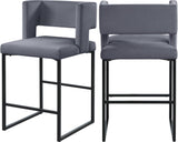 Caleb Contemporary Counter Stool Set of 2 – Luxurious Velvet Design with Stylish Square Backrest