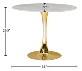 Tulip Contemporary Dining Table with Elegant Faux Marble Top and Stylish Base for Small Spaces