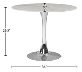 Tulip Contemporary Dining Table with Elegant Faux Marble Top and Stylish Base for Small Spaces