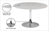 Tulip Contemporary Dining Table with Elegant Faux Marble Top and Stylish Base for Small Spaces